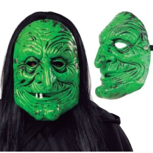 Maschera da strega verde in schiuma di lattice