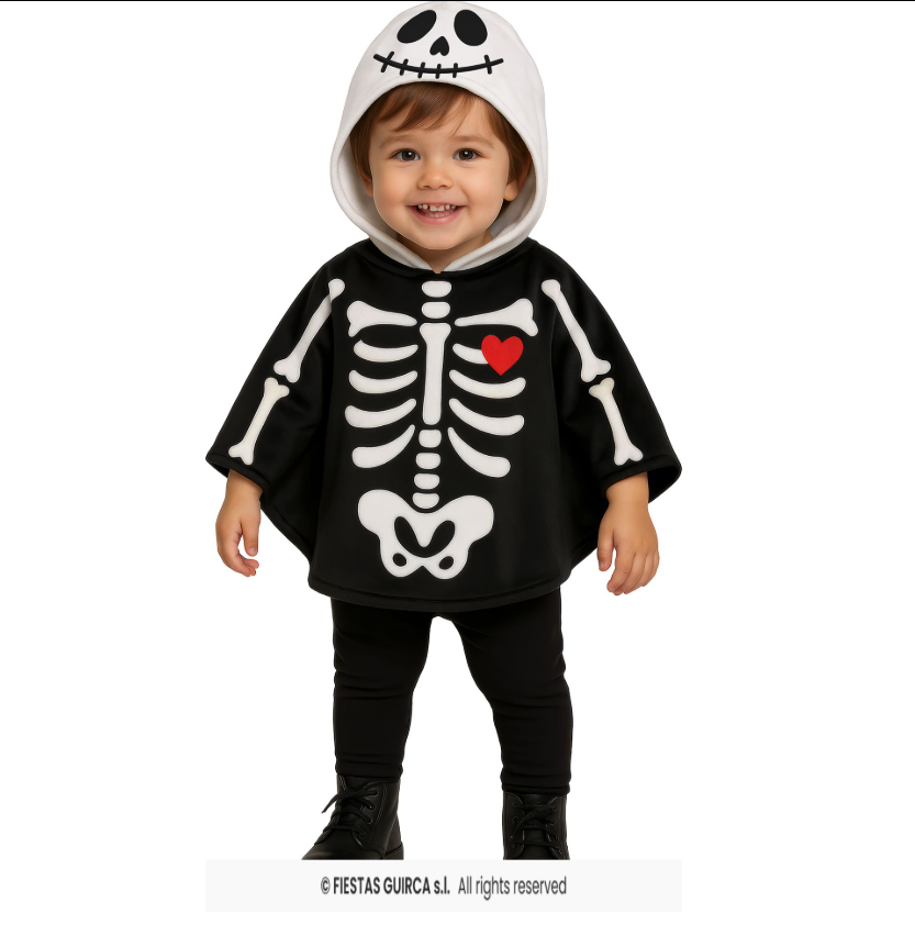 Poncho scheletro baby