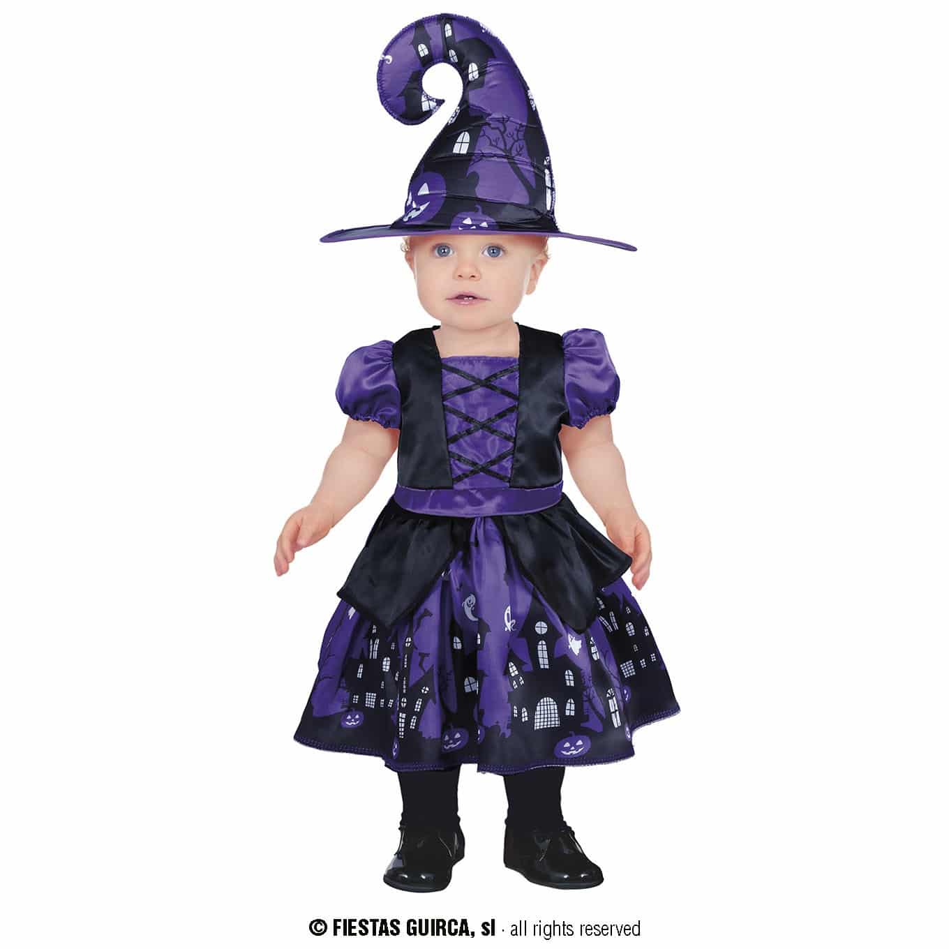 Costume da strega viola Con Zucche e fantasmi Neonato