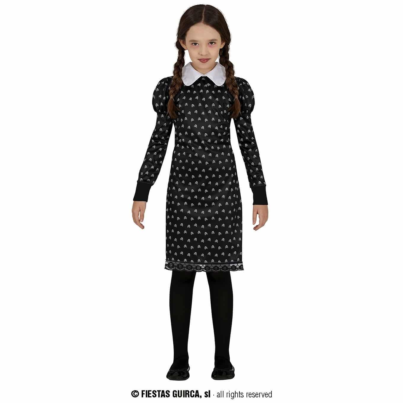 Costume Mercoledì Addams teschi bambina