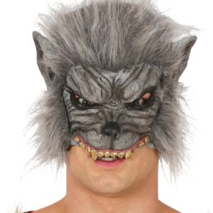 Maschera lupo mezzo viso con pelo