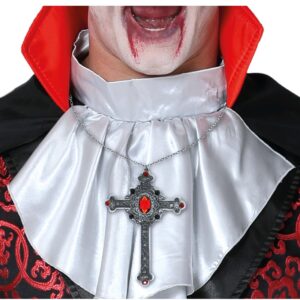 Collana Crocifisso argento con rubino