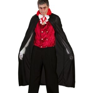 Mantello nero con colletto rosso adulto