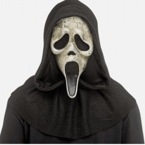 Maschera deluxe Ghost Face Scream VI invecchiata con cappuccio glitter