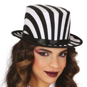 Cilindro a righe bianche e nere stile Beetlejuice