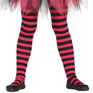Collant a righe fucsia e nere bambina